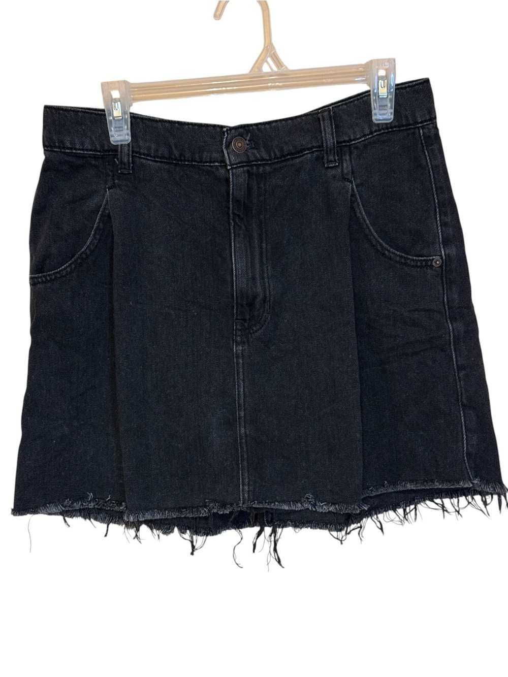 We The Free Black Denim Raw Hem Mini Skirt Size 31